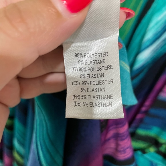 Nina Leonard Size Small Multicolour Stretch Midi Dress Short Sleeve - Picture 8 of 9